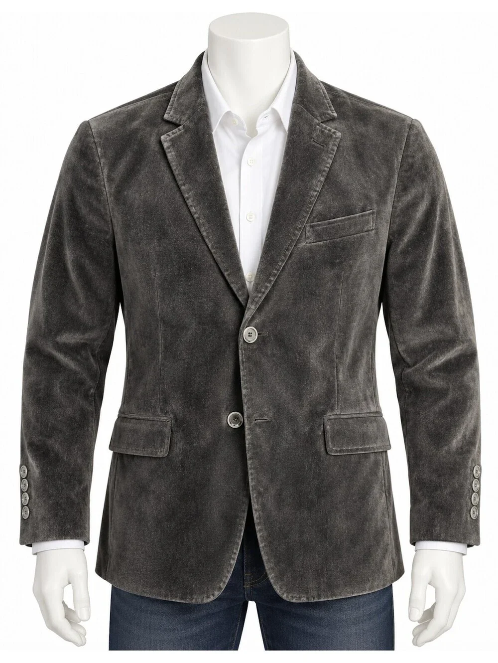 Alberto Cardinali Men's Gray Velvet Tailored Fit Blazer 42L